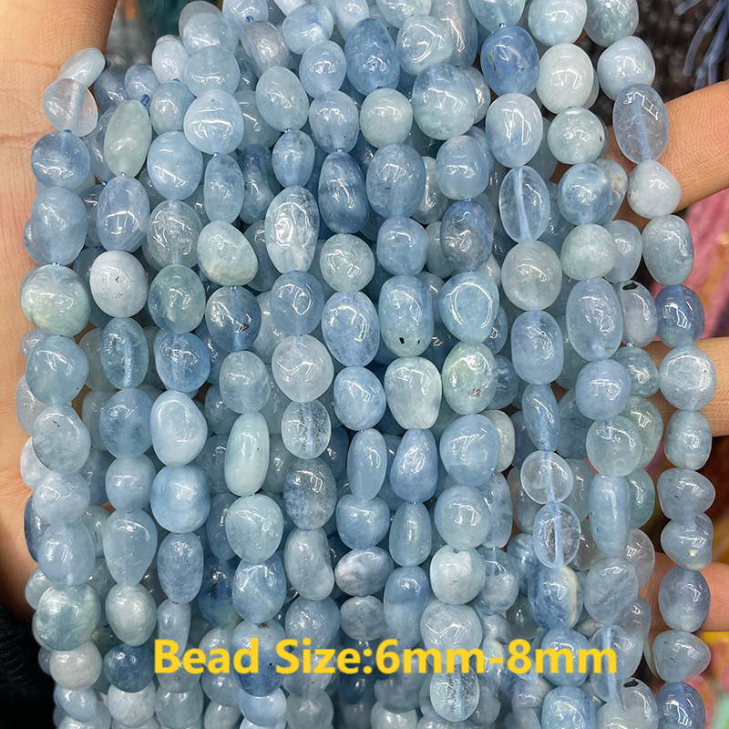 1 hilo de cuentas de joyería de piedra natural de forma casual de aguamarina 